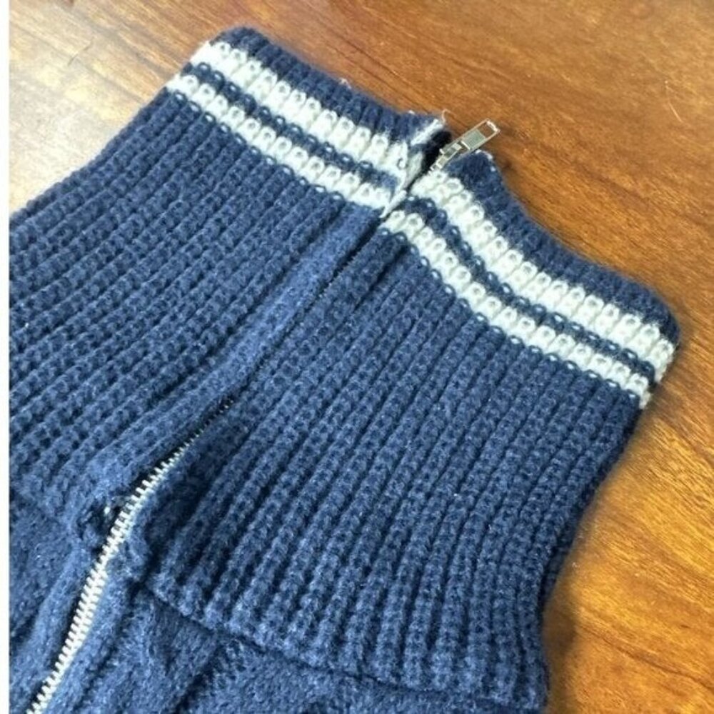 Women Outfit Two Piece Set Crop Sweater-Shorts Knit Blue Size M Sailor Neck - Picture 15 of 16